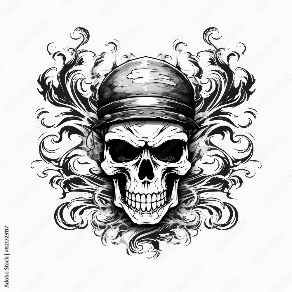 Fototapeta premium Art illustration Character Pirate skull isolated background
