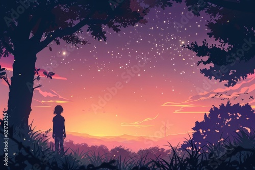 Nature Anime illustration landscape background © nurasiyah