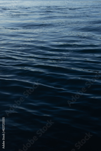 Dark blue ocean waves in the evening light
