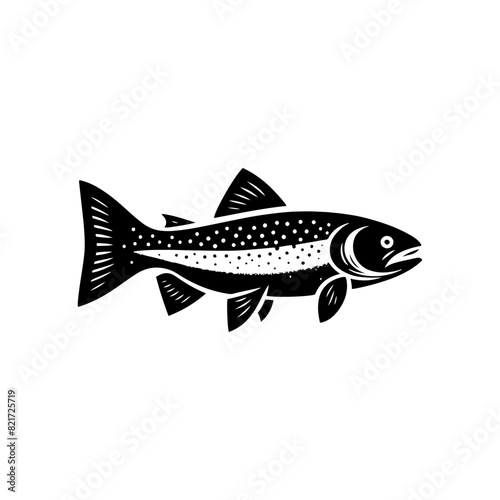 Glowing Trout Silhouette - Radiant Sparkle of Freshwater Treasures - minimallest trout vector
