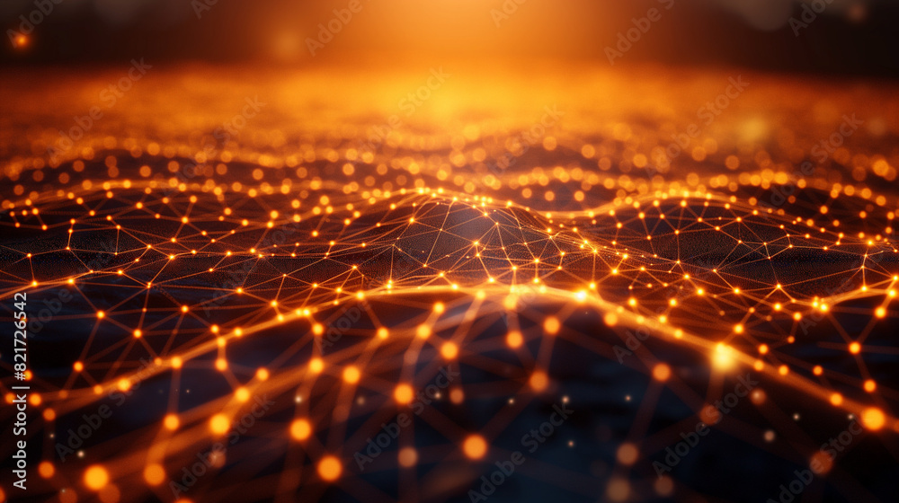 Fototapeta premium Bright network of interconnecting dots representing a complex digital data or social media network.