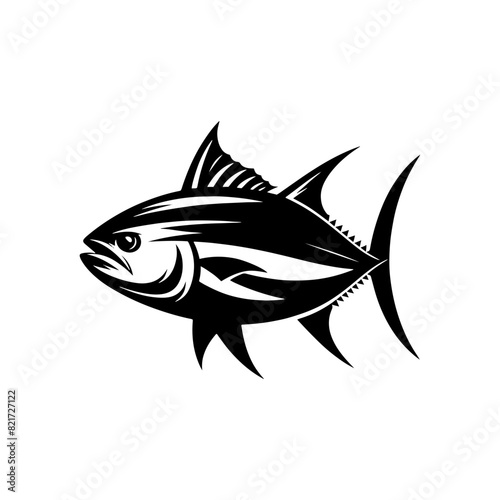 Classic Tuna Fish Silhouette - Vintage Elegance in Marine Artistry - tuna fish illustration
