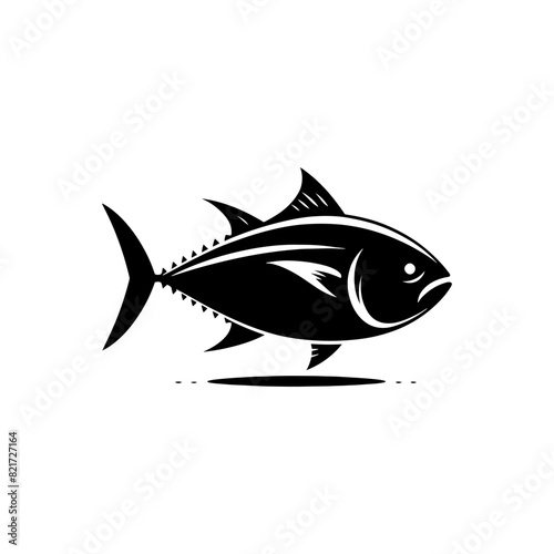 Noir Tuna Fish Silhouette - Dramatic Depth of Ocean Mysteries - minimallest tuna fish vector
