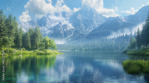 Nature Landscapes Majestic mountains  serene lakes  dense forests.