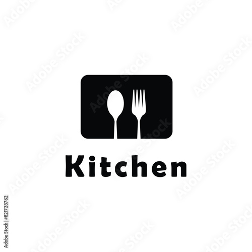Kitchen logo vector, black and white silhouette illustration