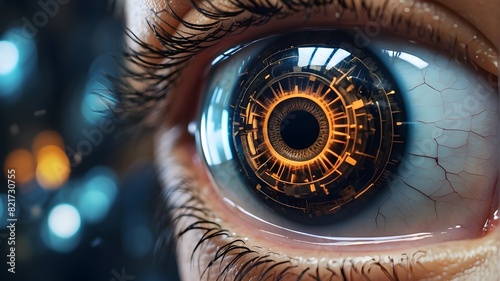 close-up of an augmented futuristic eye—a idea of future technology photo