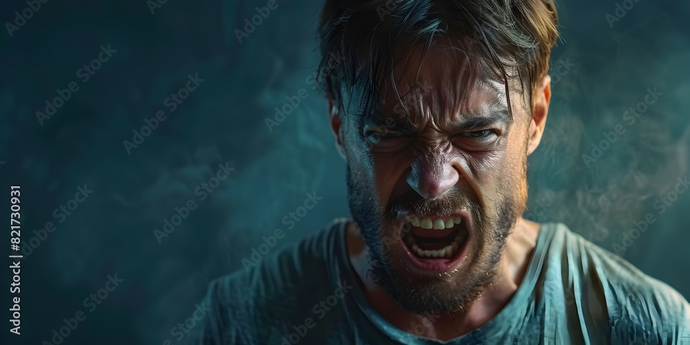 Intense Emotional Expression of Anger and on a Man s Face Intense Emotional Expression of Anger and on a Man s Face