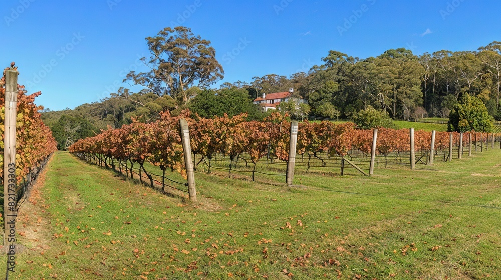 A verdant field brims with numerous trees on either side A verdant field brims with numerous trees on either side