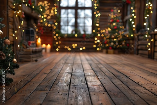 Empty, defocuded christmas room background with copy space