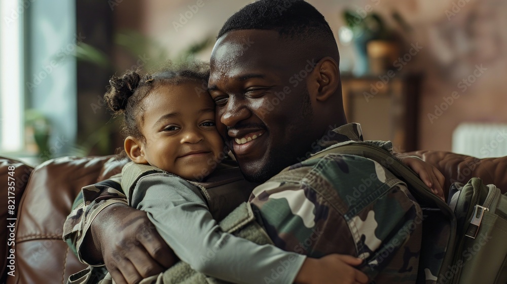 Fototapeta premium A man and a little girl are hugging each other