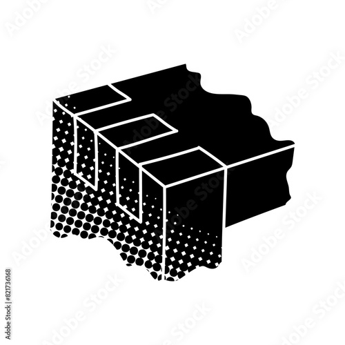 Wood finger joint black hand drawn icon in halftone texture style