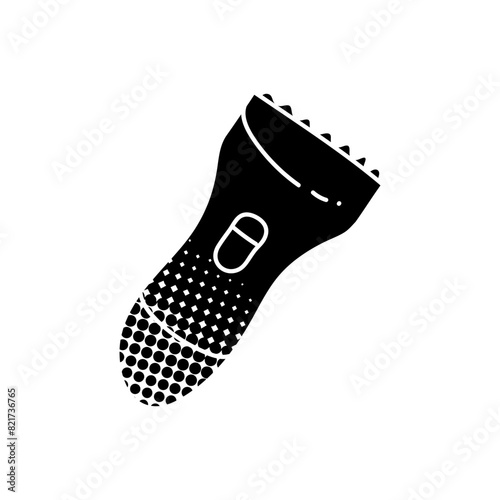 Personal electric hair clipper black hand drawn icon in halftone texture style
