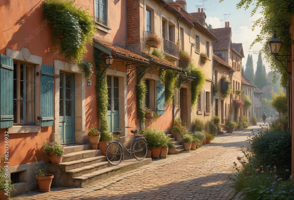 Fototapeta premium Serene European Village Scene
