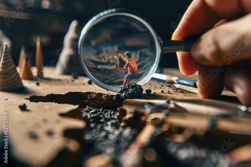 A miniature figure of a surfer being sculpted under a magnifying glass, showing incredible detail and creativity.