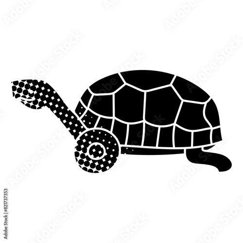 Injured tortoise leg black hand drawn icon in halftone texture style