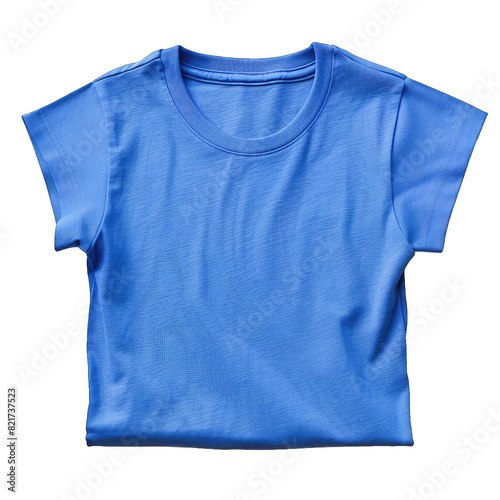 Blue folded T shirt isolated on white background © Usama