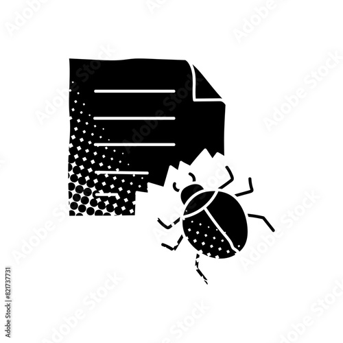 Computer bug black hand drawn icon in halftone texture style