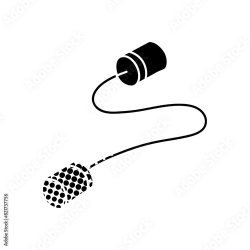 Communication intercepting black hand drawn icon in halftone texture style
