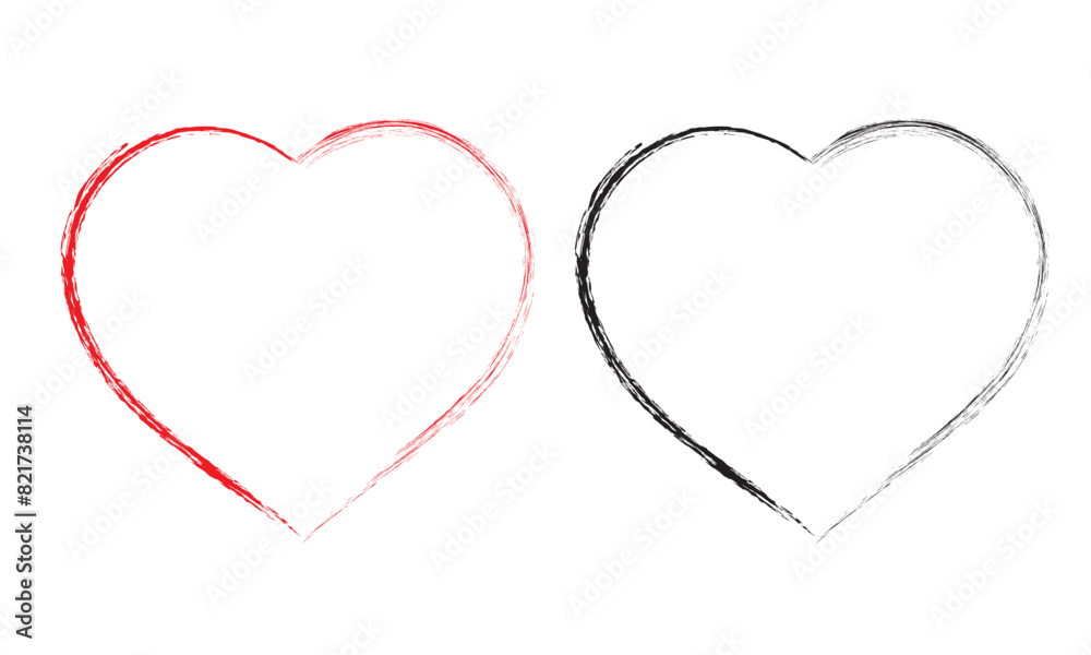 Vector Heart shape frame with brush painting isolated on white background. Vector illustration. EPS 10 Vector Heart shape frame with brush painting isolated on white background. Vector illustration. EPS 10