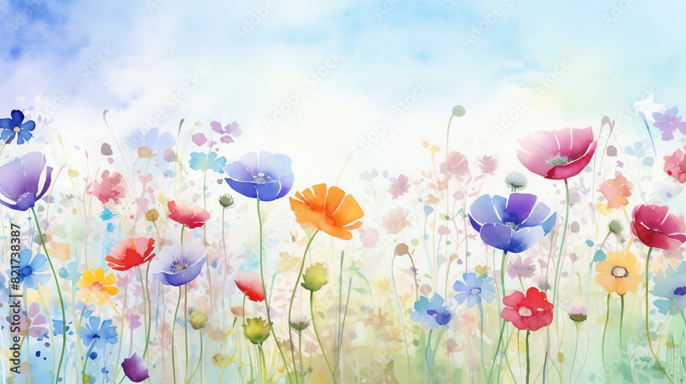 Obraz premium background with colourful watercolour summer flowers