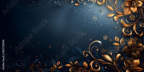 Intricate Gold Filigree on Sophisticated Dark Background with Warm Tonal Luxury Concept and Copy Space