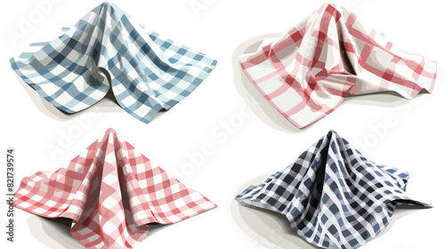 Folded napkins kitchen towels or tablecloths in top a