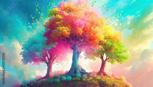 Illustration background with the image of a mysterious tree that seems to be speaking to you © Bambi and Sunny