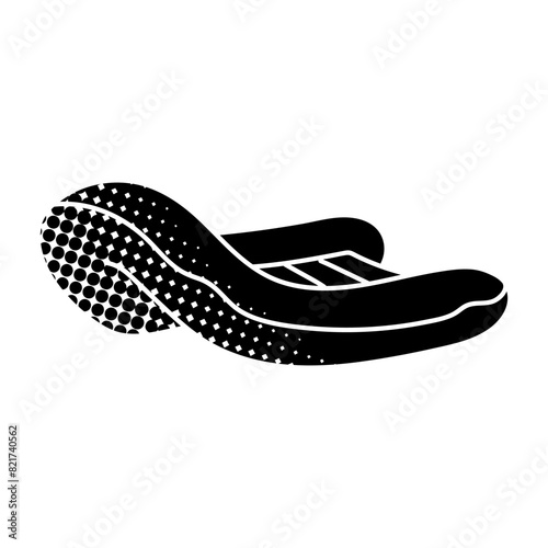 Rubber dinghy black hand drawn icon in halftone texture style