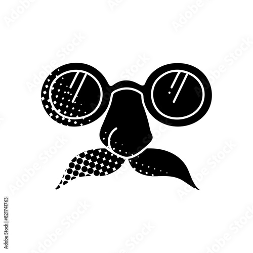 Beaglepuss glasses black hand drawn icon in halftone texture style
