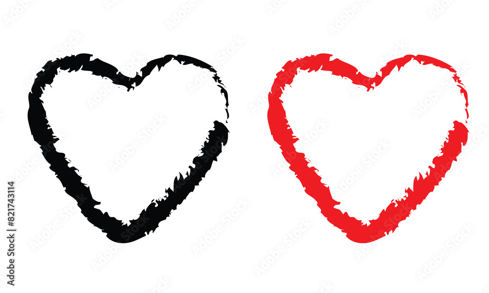 Vector Heart shape frame with brush painting isolated on white background. Vector illustration. EPS 10 Vector Heart shape frame with brush painting isolated on white background. Vector illustration. EPS 10