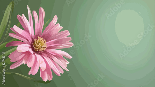 Pink flower aster. green background Vector style Vector