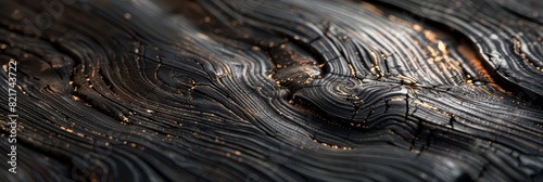 Abstract flowing texture of dark metallic and wooden patterns with shimmering highlights in a generative ai artwork © lemoncraft
