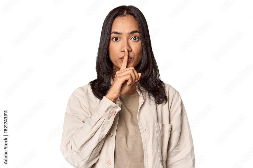Portrait of a young Filipino woman keeping a secret or asking for silence. Portrait of a young Filipino woman keeping a secret or asking for silence.