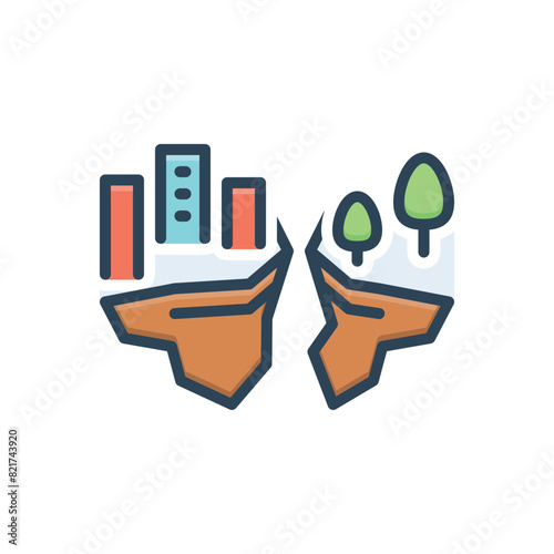 Color illustration icon for plate tectonics