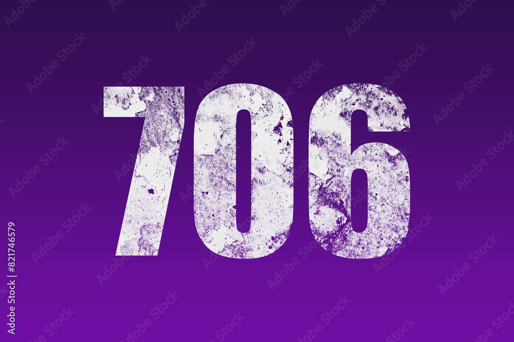 flat white grunge number of 706 on purple background.	
