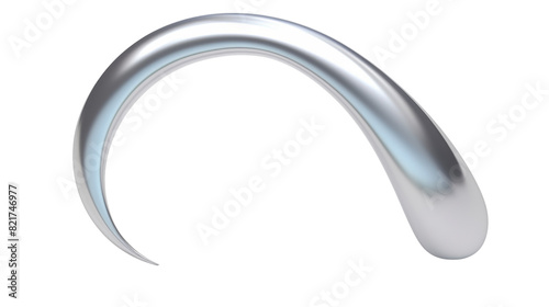 3d metal sculpture curve on transparent background