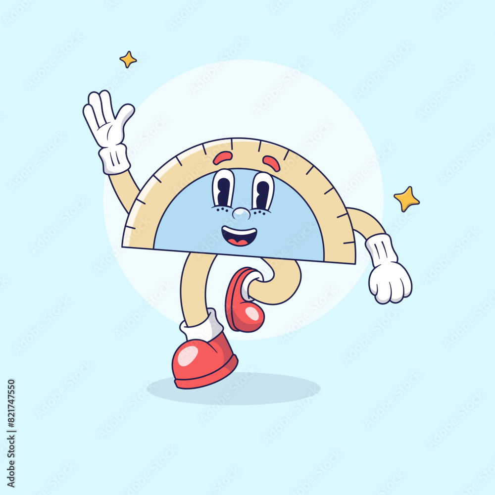 Fototapeta premium Color Arc Ruller Retro Mascot Illustration
