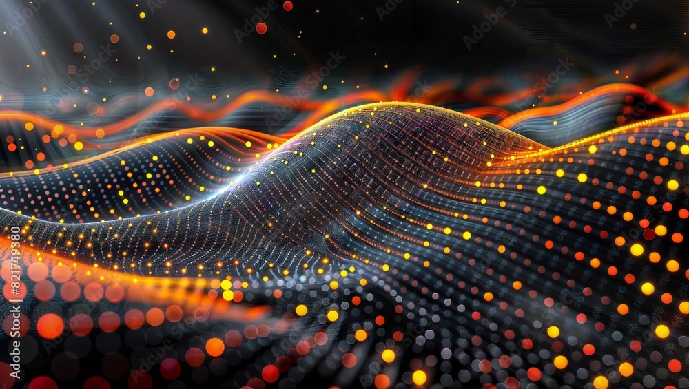 Fiery digital particle wave with glowing embers and molten lava-like swirls, resembling powerful energy currents or the intense heat of a raging inferno. Fiery digital particle wave with glowing embers and molten lava-like swirls, resembling powerful energy currents or the intense heat of a raging inferno.