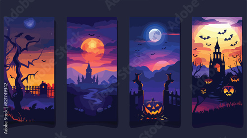 Halloween party night inviting cards Four . Spooky Oc photo