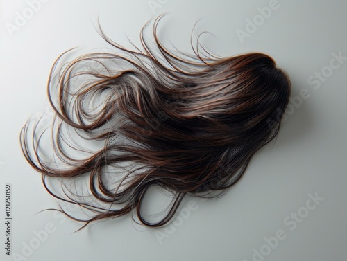 A brunette wig with long, flowing hair. AI. © serg3d