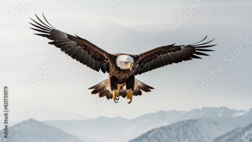 Eagle fly in snow Mountain Sit on Branch