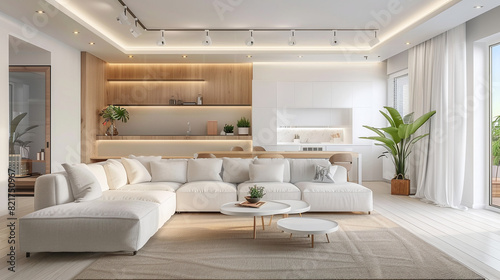 Stylish modern kitchen studio with modern minimalist interior