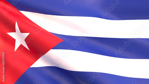 3D render - the national flag of Cuba fluttering in the wind