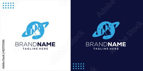 Creative Negative Space Building Cleaning Service Logo, Design Inspiration, Illustration, Vector