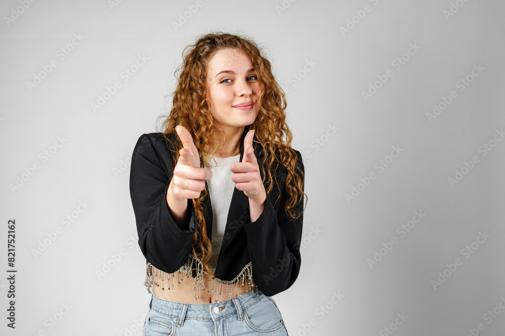 Woman in Black Jacket Pointing at You Woman in Black Jacket Pointing at You