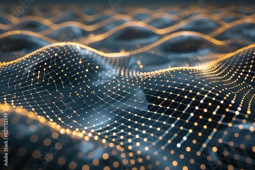 Visual representation of quantum bits entangled in a grid pattern photo