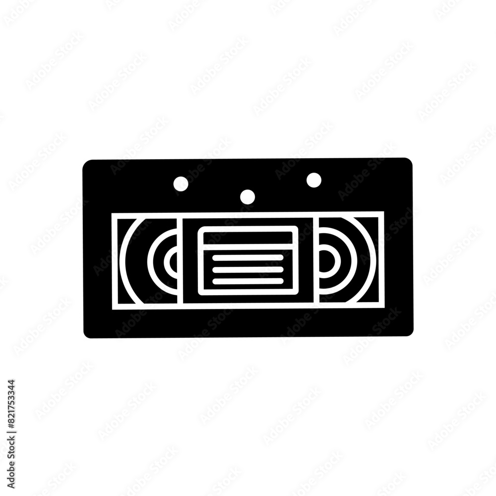 Audio cassette icon vector. Cassette illustration sign. VHS symbol or logo.
