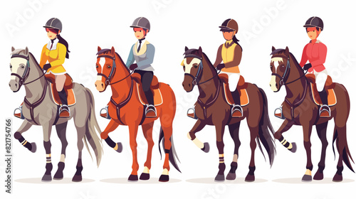 Horse rider man and woman in equipment. Cartoon vector © Caso