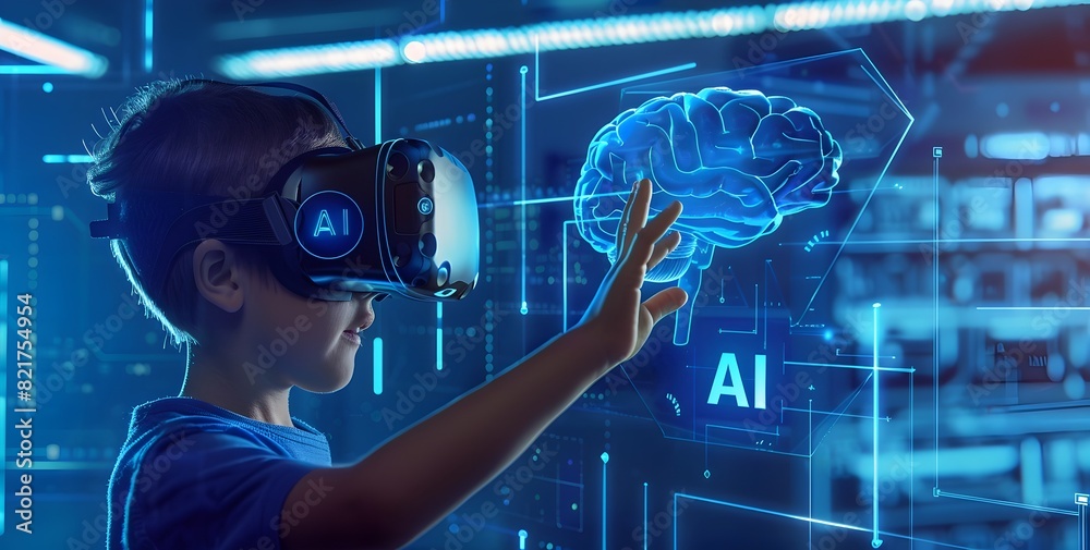 Fototapeta premium Exploring the Frontiers of Powered Virtual Reality in Cognitive Research and Technological Advancement