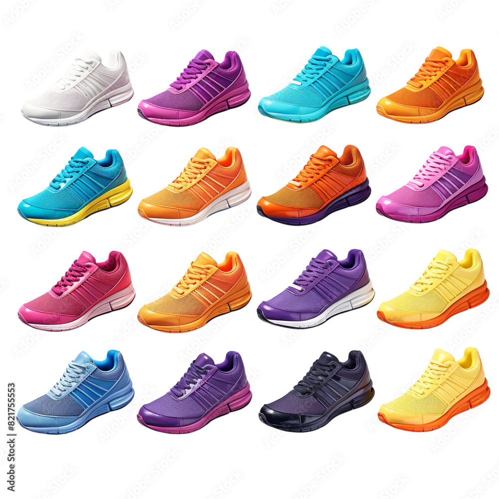 Colorful Running Sneaker Isolated on Transparent Background, PNG, Cut Out. Colorful Running Sneaker Isolated on Transparent Background, PNG, Cut Out.